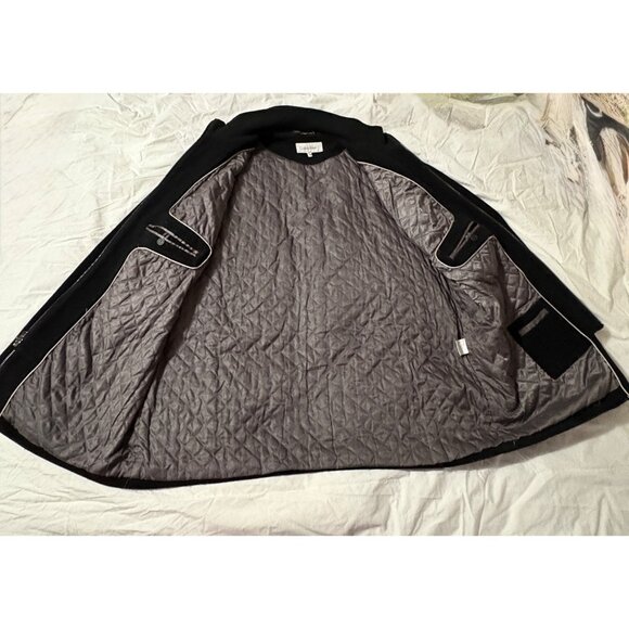 Like New Calvin Klein Mens Black Double-Zip Wool Blend Coat XL Quilted Lining - Picture 6 of 15